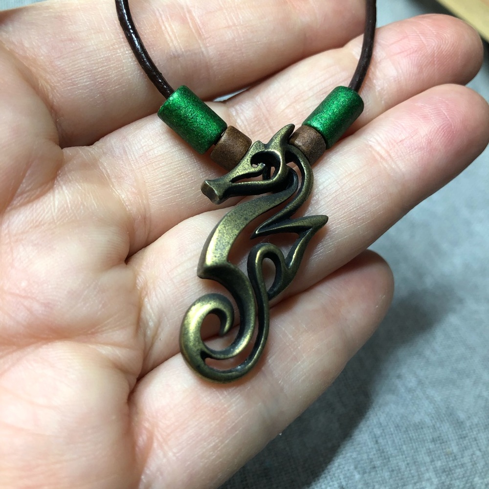 Big Blue Dive Bronze Sea Horse Necklace